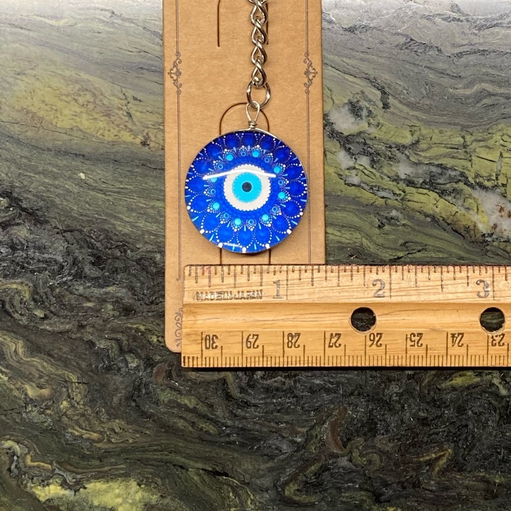 Evil Eye Blue Bag Charm Keychain Pendant Hand Crafted New - Picture 4 of 8